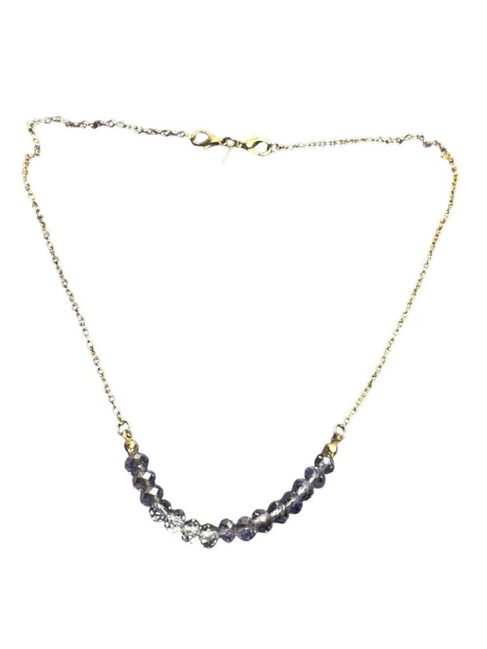 Lane Bryant Grey Glass Beaded Goldtone Chain Necklace Double Lobster Clasp